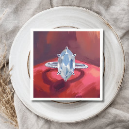 Marquise Diamant Förlovningsring Röd Akvarell Pappersservett