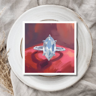 Marquise Diamant Förlovningsring Röd Akvarell Pappersservett