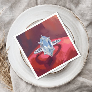 Marquise Diamond Engagement Ring Red Watercolor Pappersservett