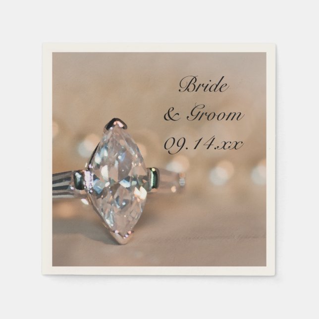 Marquise Diamond Förlovning Ring Bröllop Pappersservett (Framsidan)