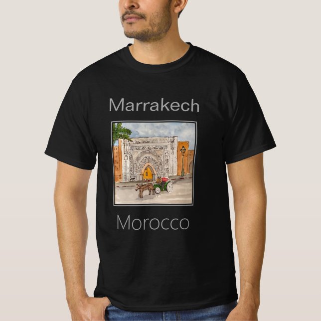 Marrakech Bab Agnaou Marocko T Shirt (Framsida)