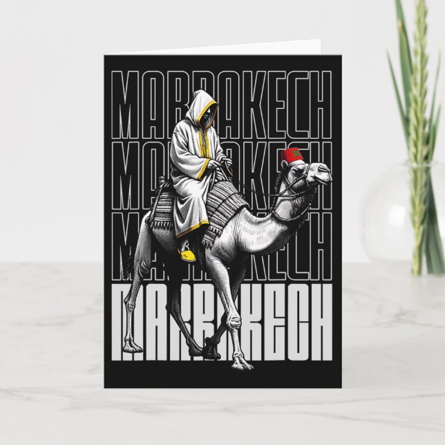 Marrakech Camel Sunset Morocco Flag Marrakesh Love Kort (Framsida)