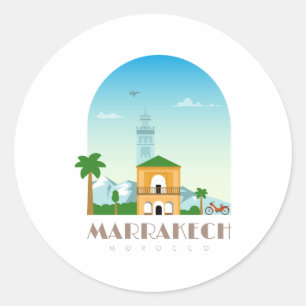 Marrakech city morocco Skyline Runt Klistermärke