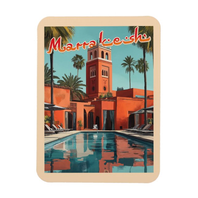 Marrakech Daydröm - Mid Century Travel Magnet (Vertikal)