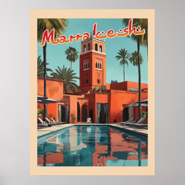 Marrakech Daydröm - Mid Century Travel Poster (Framsidan)