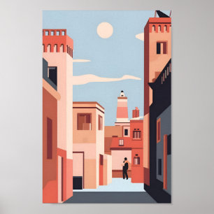 Marrakech Elegance 4K Ligcape Cityscape Poster