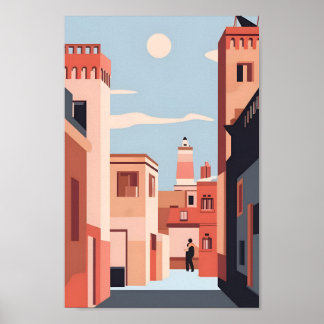 Marrakech Elegance 4K Ligcape Cityscape Poster