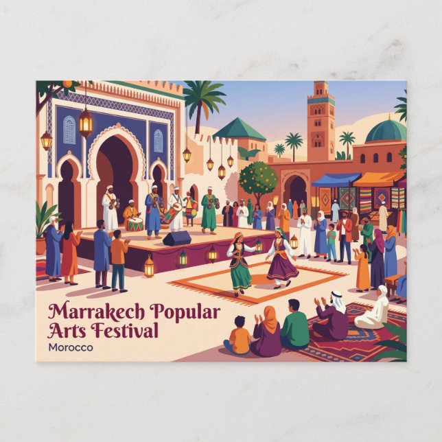 Marrakech-festival för folkkonst Marocko Vykort (Framsida)