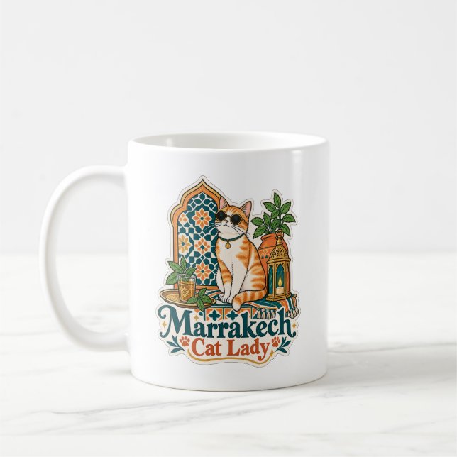 Marrakech Kattdam Mug | Estetisk Marocko Kaffe  Kaffemugg (Vänster)