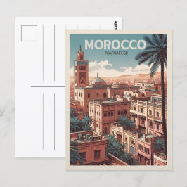 Marrakech kommun moské med handflatan Morocco Vykort