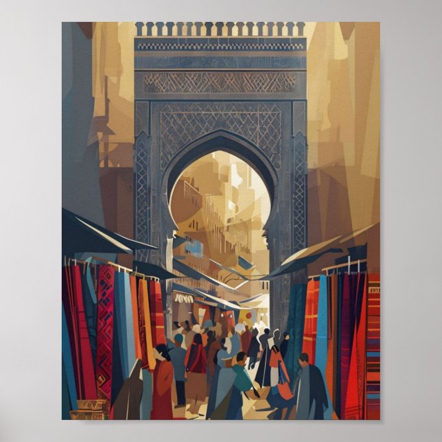 Marrakech Market Poster - Minimalist Moroccan (Framsidan)