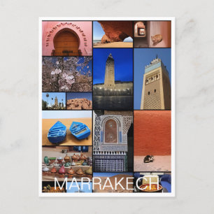 Marrakech, maroc-turism i vintage resor vykort
