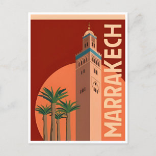 Marrakech, maroc-turism i vintage resor vykort