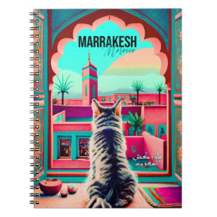 Marrakech Marocko Cat Travel Tourism Souvenir Anteckningsbok