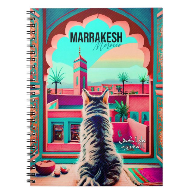 Marrakech Marocko Cat Travel Tourism Souvenir Anteckningsbok (Framsidan)