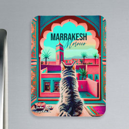 Marrakech Marocko Cat Travel Tourism Souvenir Magnet