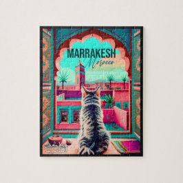 Marrakech Marocko Cat Travel Tourism Souvenir Pussel