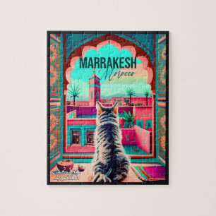 Marrakech Marocko Cat Travel Tourism Souvenir Pussel