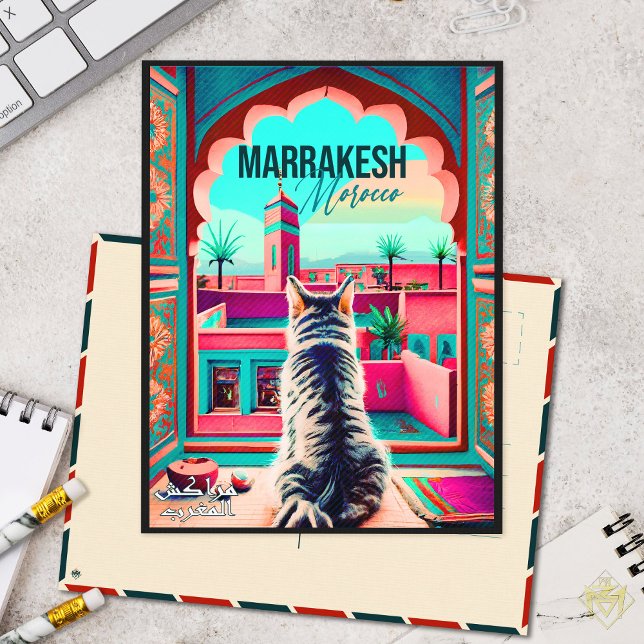 Marrakech Marocko Cat Travel Tourism Souvenir Vykort (Skapare uppladdad)