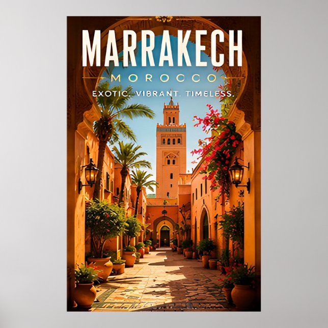 🌺 Marrakech Marocko Exotisk Stad Heminredning 🕌 Poster (Framsidan)