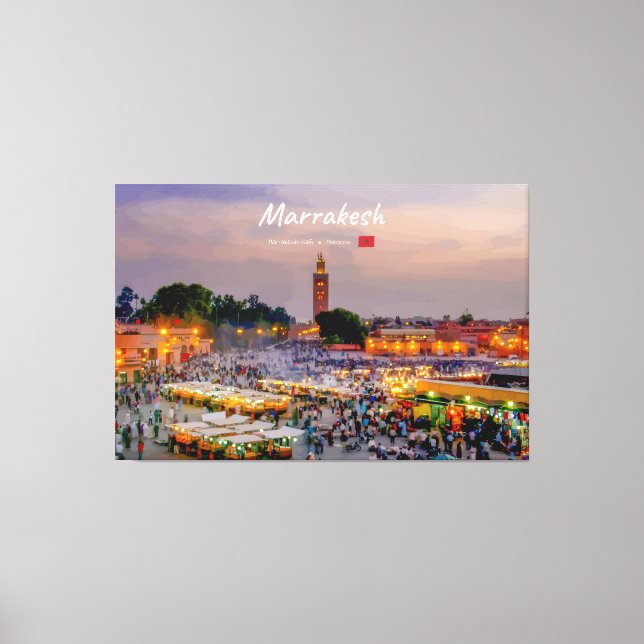 Marrakech, Marocko - Jemaa el Fnaa torg Canvastryck (Framsida)