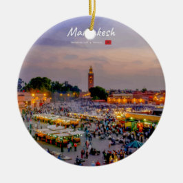 Marrakech, Marocko - Jemaa el Fnaa torg Julgransprydnad Keramik