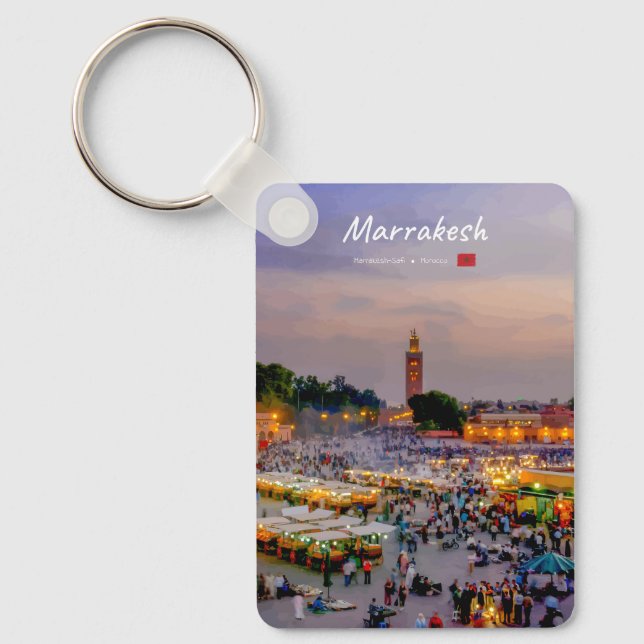 Marrakech, Marocko - Jemaa el Fnaa torg Klassisk Nyckelring (Framsida)