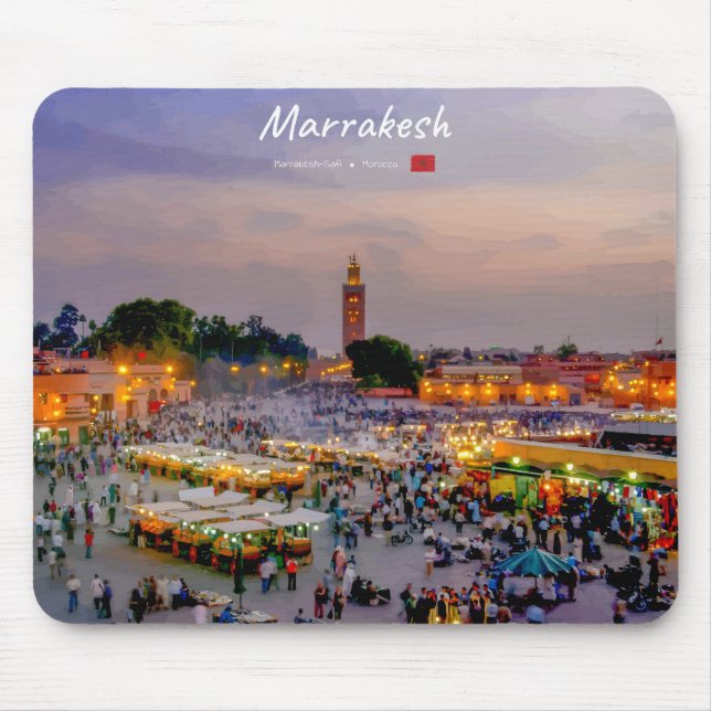 Marrakech, Marocko - Jemaa el Fnaa torg Musmatta (Framsidan)