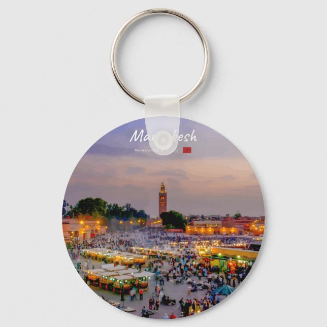 Marrakech, Marocko - Jemaa el Fnaa torg Nyckelring (Framsida)