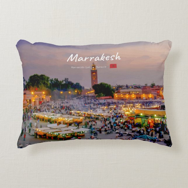 Marrakech, Marocko - Jemaa el Fnaa torg Prydnadskudde (Framsidan)