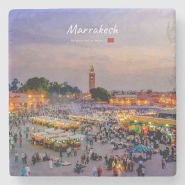 Marrakech, Marocko - Jemaa el Fnaa torg Stenunderlägg