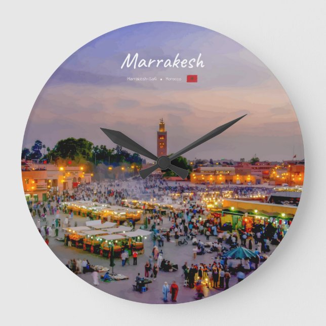 Marrakech, Marocko - Jemaa el Fnaa torg Stor Klocka (Framsida)