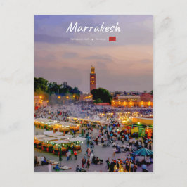 Marrakech, Marocko - Jemaa el Fnaa torg Vykort