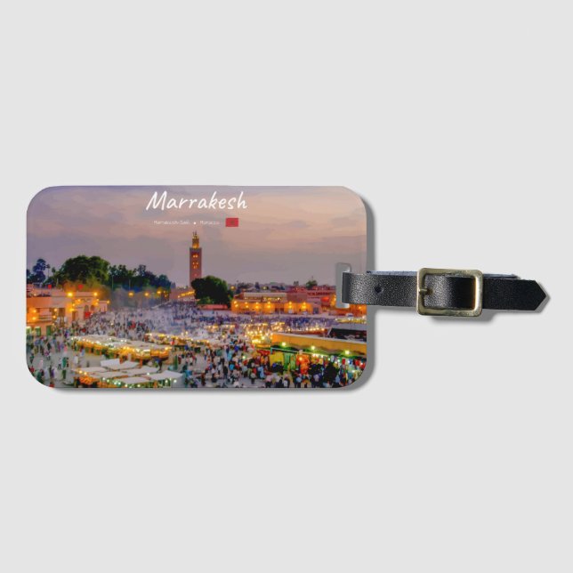 Marrakech, Marocko - Jemaa el Fnaa-torget Bagagebricka (Framsida horisontal)