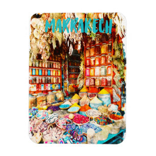 Marrakech Marocko Market Bazaar Magnet