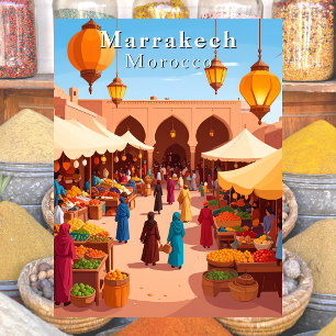 Marrakech Marocko Marockansk Souk och marknad Resa Vykort
