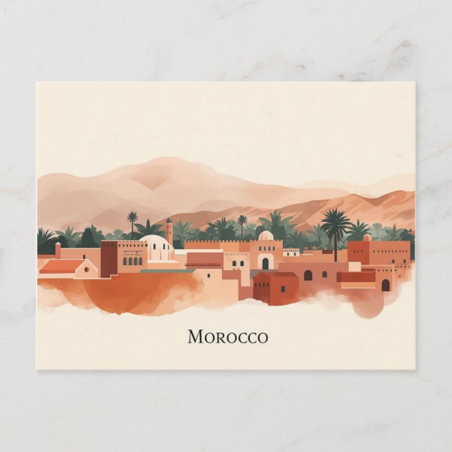 Marrakech, Marocko Minimalistisk Boho Resa Vykort (Framsida)