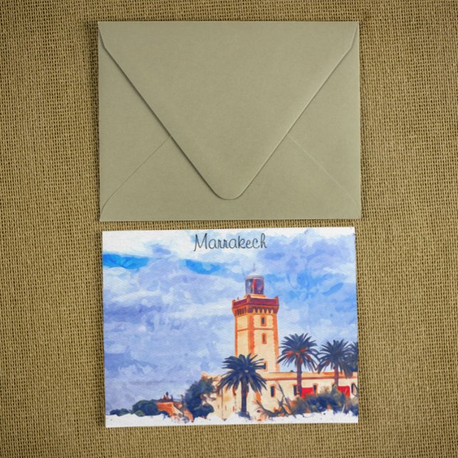 Marrakech Marocko Moské Resa Vykort (morocco marrakech travel postcard)