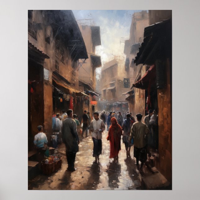 Marrakech Marocko Painting Art Print Poster (Framsidan)