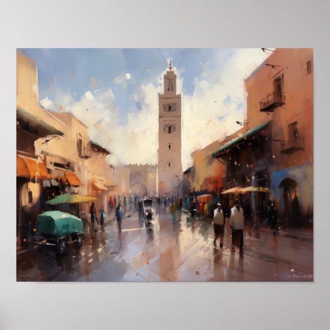 Marrakech Marocko Painting Art Print Poster (Framsidan)