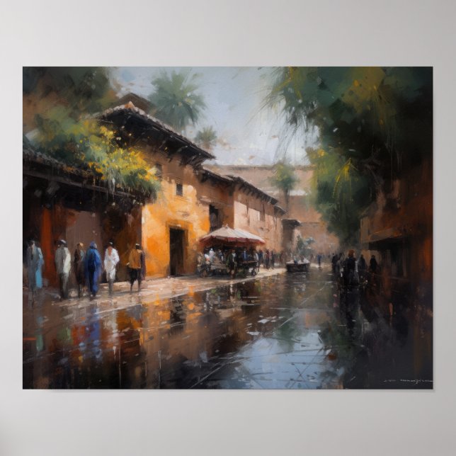 Marrakech Marocko Painting Art Print Poster (Framsidan)