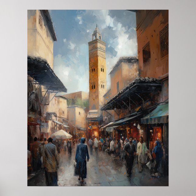 Marrakech Marocko Painting Art Print Poster (Framsidan)