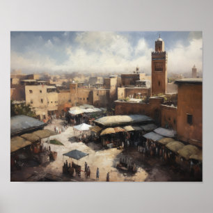 Marrakech Marocko Painting Art Print Poster