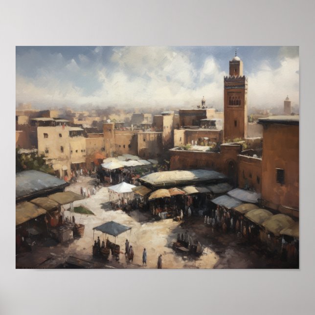 Marrakech Marocko Painting Art Print Poster (Framsidan)
