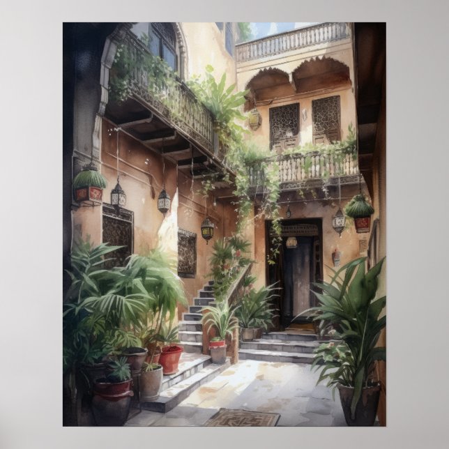 Marrakech Marocko Painting Art Print Poster (Framsidan)
