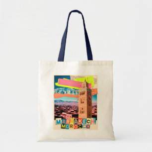 Marrakech Marocko Resa Koutoubia Vintage Siluett Tygkasse