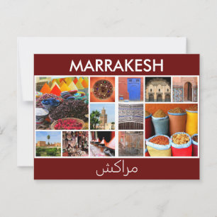 Marrakech Marocko scener Vykort