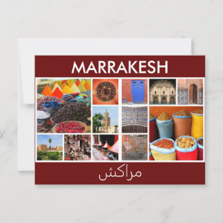 Marrakech Marocko scener Vykort