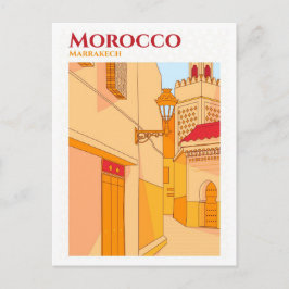 Marrakech Marocko Sketch Art Travel Illustration Vykort