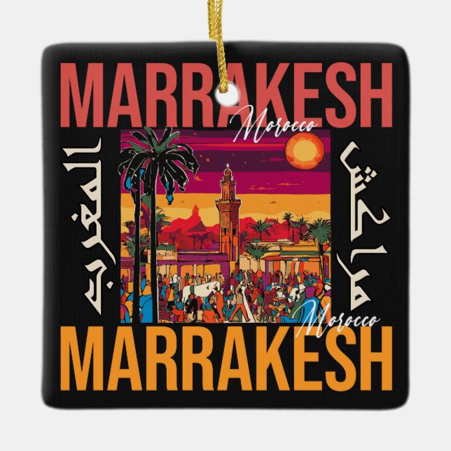 Marrakech Marocko souk Turavel Souvenir Julgransprydnad Keramik (Framsida)
